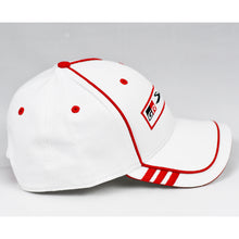 Load image into Gallery viewer, Racing Design White Chino Twill w/ Red Trims Semi-Pro Snap-Back Cap