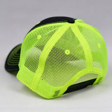 Load image into Gallery viewer, Black Cotton Twill & Fluorescent Yellow Semi-Pro Snap-Back Trucker