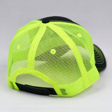 Load image into Gallery viewer, Black Cotton Twill & Fluorescent Yellow Semi-Pro Snap-Back Trucker