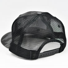 Load image into Gallery viewer, Midnight Black Camo Slight-Curve Flat-Bill Snap-Back Trucker
