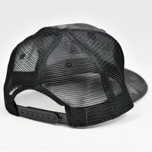 Load image into Gallery viewer, Midnight Black Camo Slight-Curve Flat-Bill Snap-Back Trucker