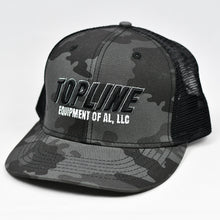 Load image into Gallery viewer, Midnight Black Camo Slight-Curve Flat-Bill Snap-Back Trucker