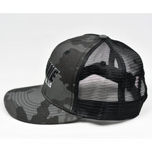 Load image into Gallery viewer, Midnight Black Camo Slight-Curve Flat-Bill Snap-Back Trucker