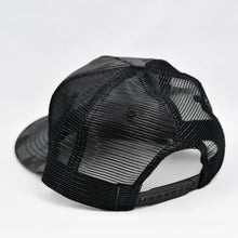 Load image into Gallery viewer, Midnight Black Camo Slight-Curve Flat-Bill Snap-Back Trucker
