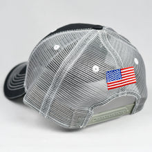 Load image into Gallery viewer, Black Twill & Grey Semi-Pro Snap-Back Trucker