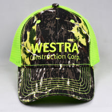 Load image into Gallery viewer, Mossy Oak & Fluorescent Yellow Semi-Pro Trucker