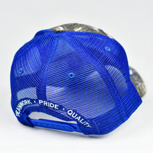 Load image into Gallery viewer, Mossy Oak Camo & Royal Blue Semi-Pro Snap-Back Trucker