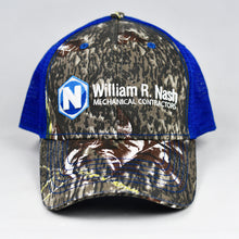Load image into Gallery viewer, Mossy Oak Camo & Royal Blue Semi-Pro Snap-Back Trucker