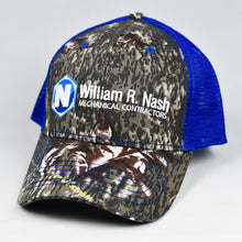 Load image into Gallery viewer, Mossy Oak Camo & Royal Blue Semi-Pro Snap-Back Trucker