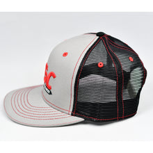 Load image into Gallery viewer, Grey Chino Twill &amp; Black Slight-Curve Flat-Bill Snap-Back Trucker
