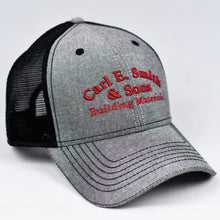 Load image into Gallery viewer, Grey Chambray &amp; Black Semi-Pro Snap-Back Trucker
