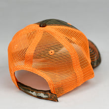 Load image into Gallery viewer, Real Tree Camo &amp; Fluorescent Orange Semi-Pro Trucker
