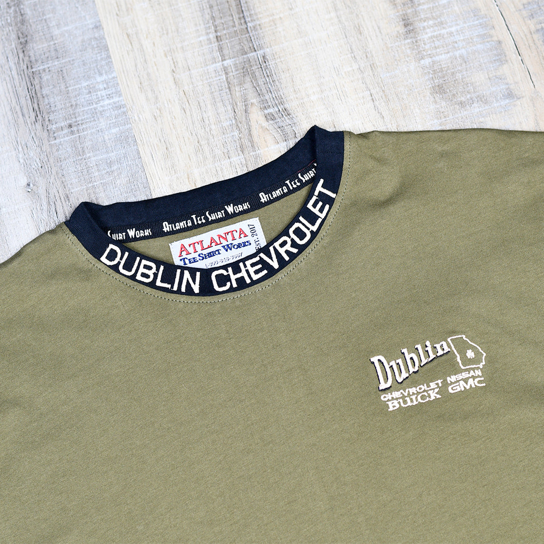 Olive Green - Short Sleeve T-Shirt w/ Small Embroidered Left Chest Logo