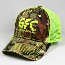 Load image into Gallery viewer, Real Tree Camo &amp; Fluorescent Yellow Semi-Pro Trucker
