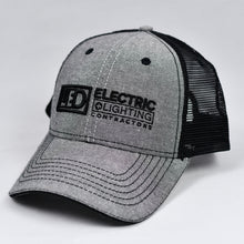Load image into Gallery viewer, Grey Chambray &amp; Black Semi-Pro Snap-Back Trucker
