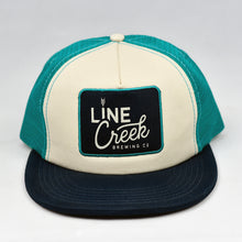 Load image into Gallery viewer, White &amp; Navy Chino Twill Black Slight-Curve Flat-Bill Snap-Back Trucker
