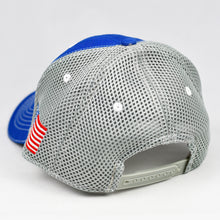 Load image into Gallery viewer, Royal Blue Twill &amp; Grey Air-Mesh Semi-Pro Snap-Back Trucker
