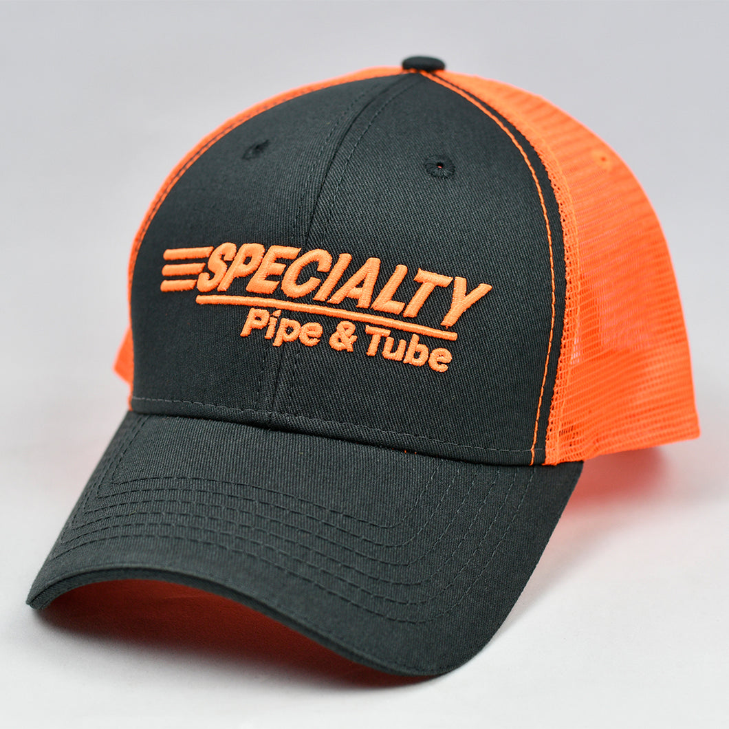 Charcoal Twill & Fluorescent Orange Semi-Pro Snap-Back Trucker