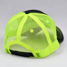 Load image into Gallery viewer, Black Cotton Twill &amp; Fluorescent Yellow Semi-Pro Snap-Back Trucker
