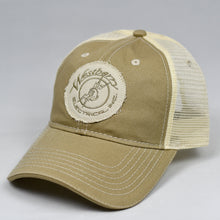 Load image into Gallery viewer, Distressed Khaki Twill &amp; Stone Dad-Cap Trucker
